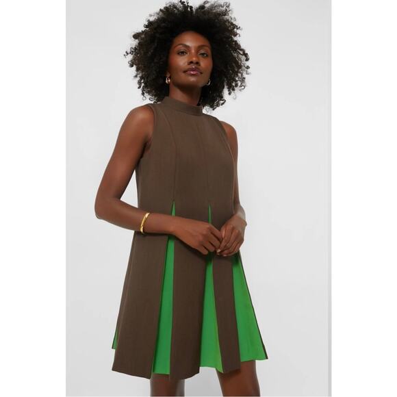 TUCKERNUCK Brown Green  demitasse griffiths dress NWT Size Medium - Picture 2 of 4